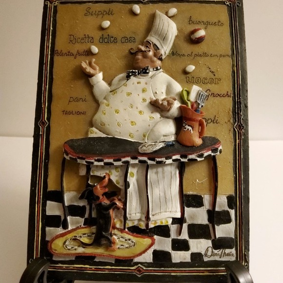 Wall Hanging Chef Juggling Vegetables In Bas Relief - Picture 1 of 1
